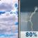Wednesday: A chance of showers and thunderstorms between noon and 3pm, then showers and thunderstorms. Mostly cloudy, with a high near 68. South southwest wind 5 to 10 mph. Chance of precipitation is 80%. New rainfall amounts less than a tenth of an inch possible. Wednesday: Mostly Cloudy then Chance Showers And Thunderstorms
