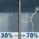 Today: A chance of rain showers between 10am and noon, then a chance of showers and thunderstorms between noon and 1pm, then showers and thunderstorms likely between 1pm and 2pm, then a chance of showers and thunderstorms between 2pm and 3pm, then showers and thunderstorms likely. Mostly cloudy, with a high near 62. South wind 0 to 10 mph. Chance of precipitation is 70%. New rainfall amounts less than a tenth of an inch possible. Today: Chance Rain Showers then Chance Showers And Thunderstorms